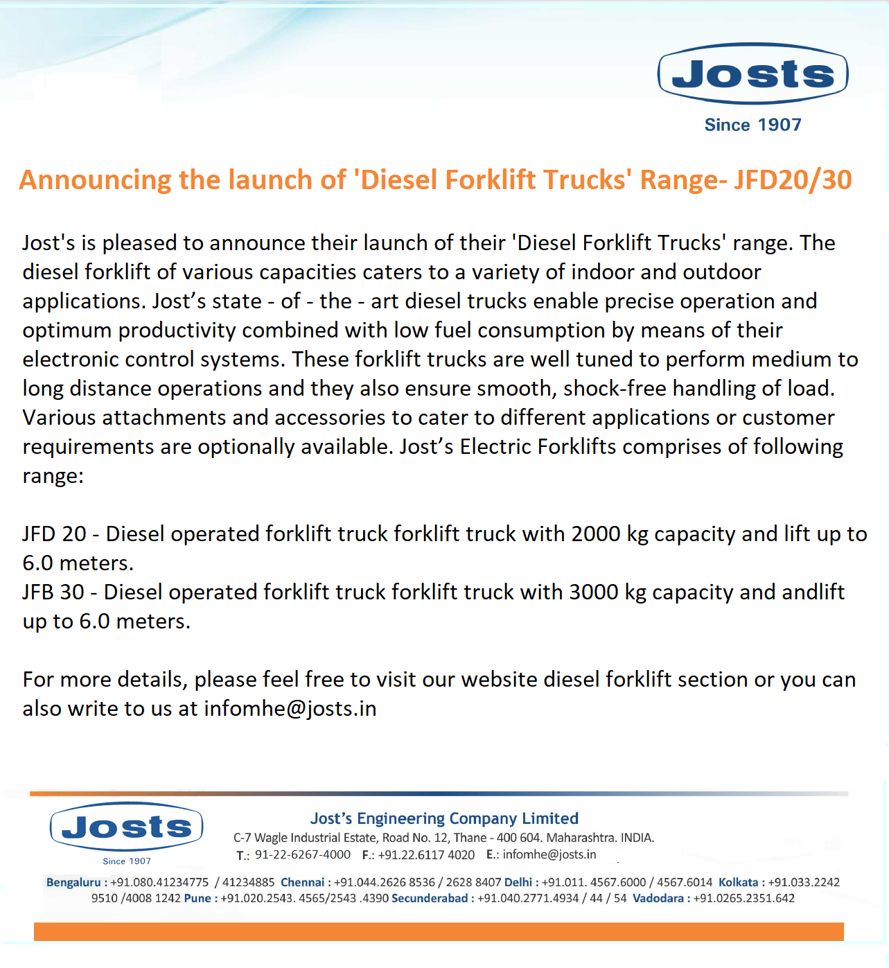Launch of Diesel Forklift-September 2017