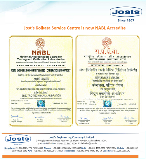 Kolkata Service center is NABL Certified-December 2016
